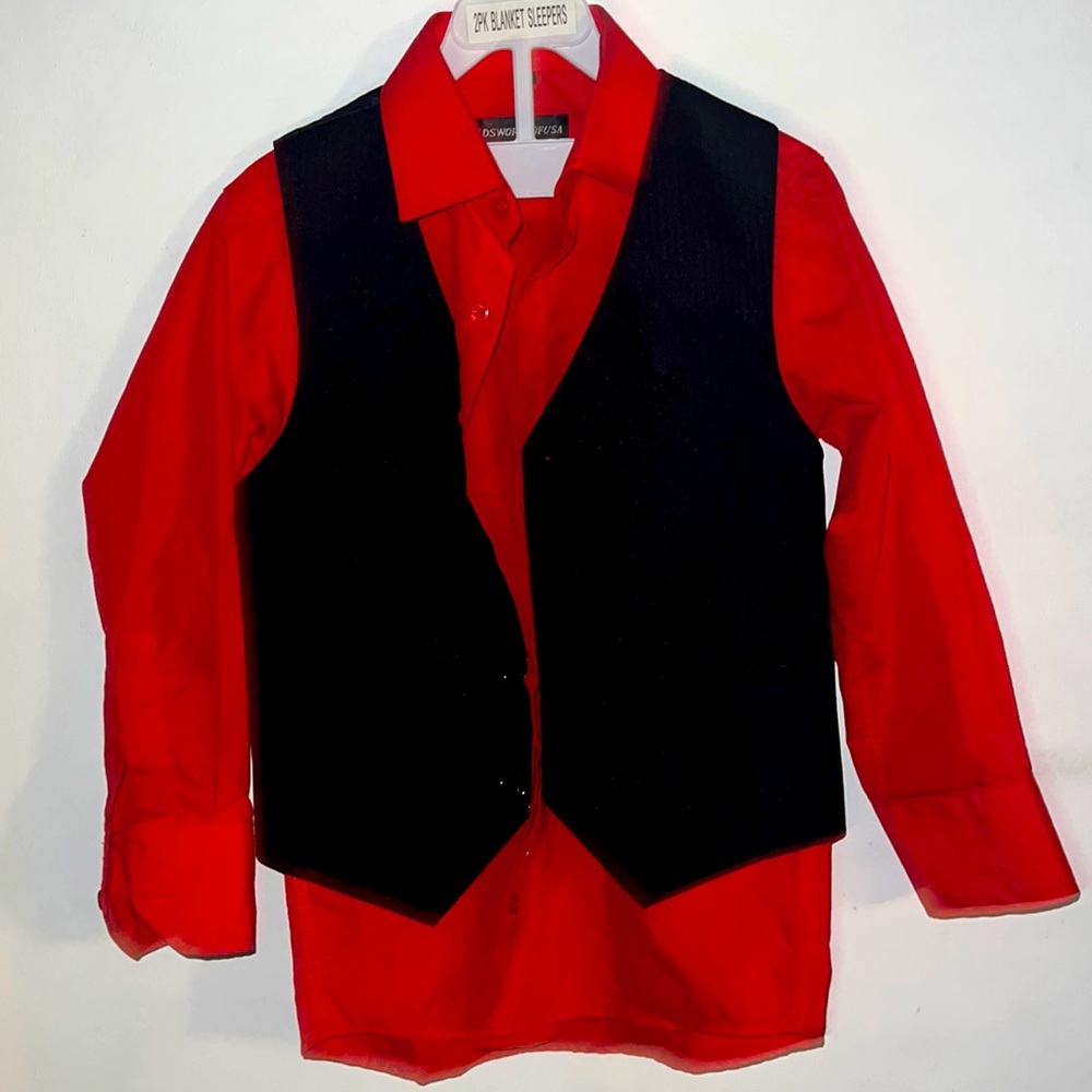 2 pieces… Long Red Sleeved shirt with vest